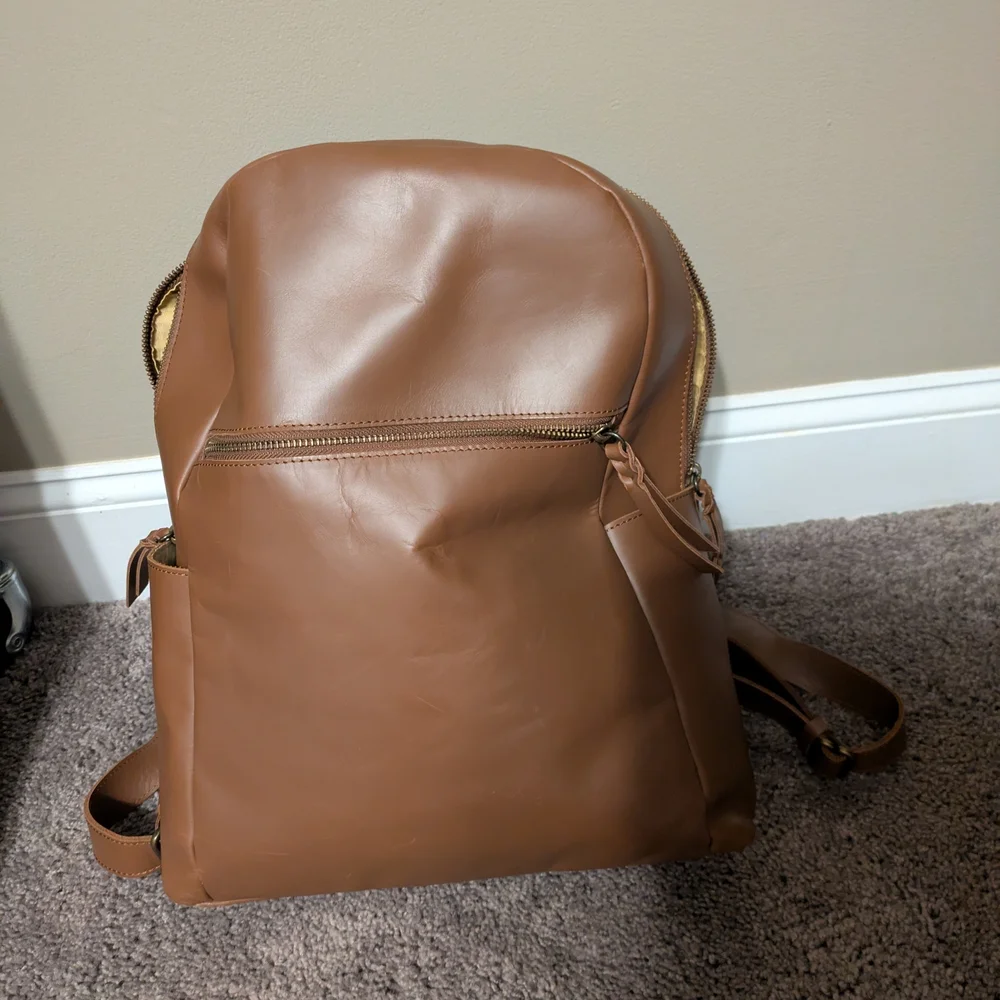 Able Brown Leather Backpack - Picture 1 of 9